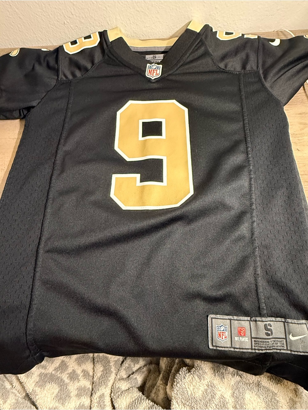 NFL Kids #9 Saints Drew Brees Football Jersey in Black and Gold